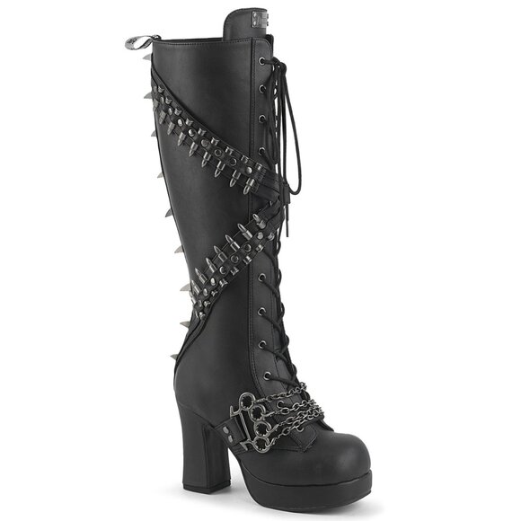 Gothic Platform Lace Up Front Knee High Boots - Picture 3 of 5